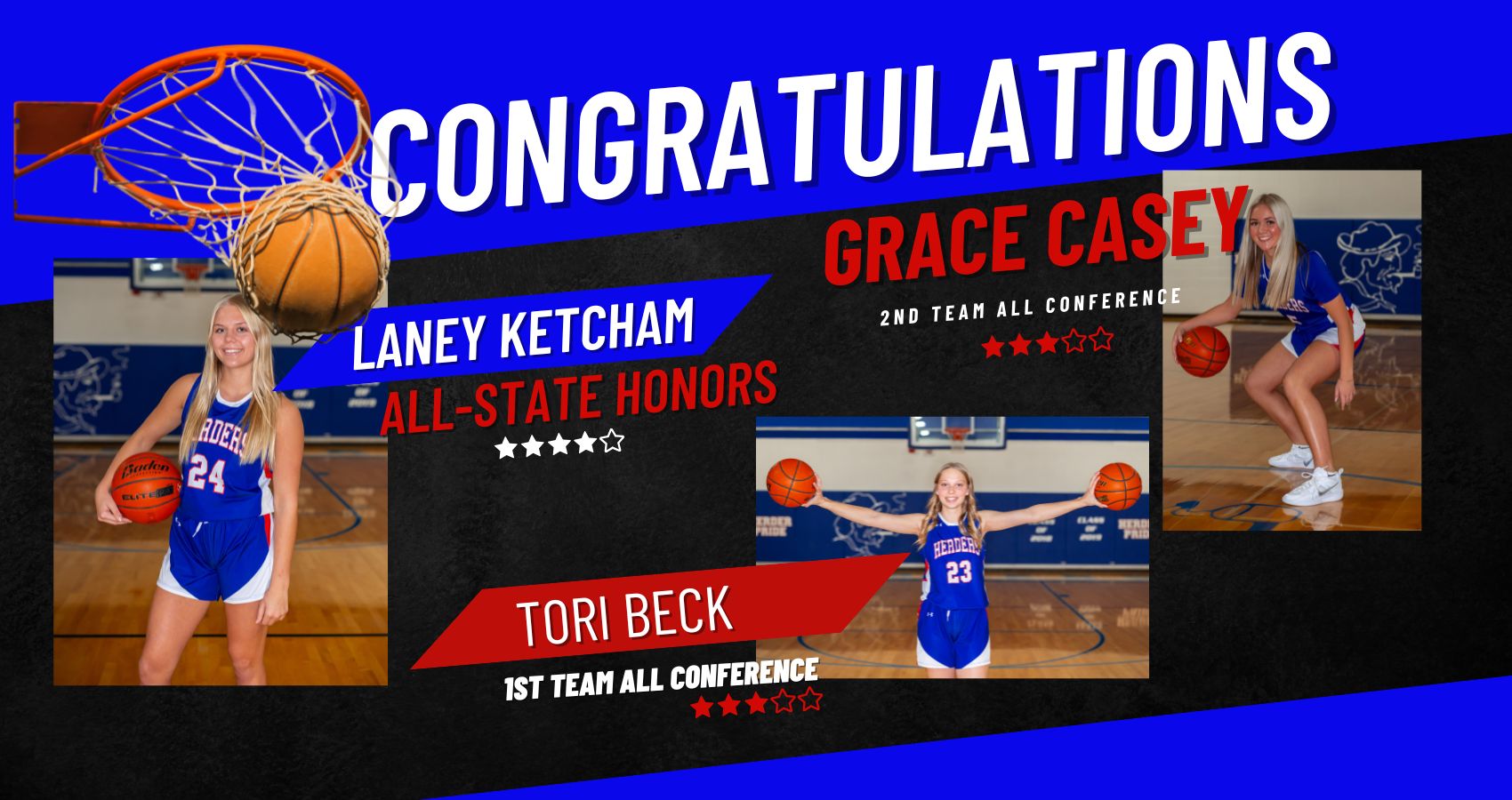 Congrats to Laney Ketcham All-state honors, Tori Beck - 1st Team All Conference, Grace Casey 2nd Team All Conference