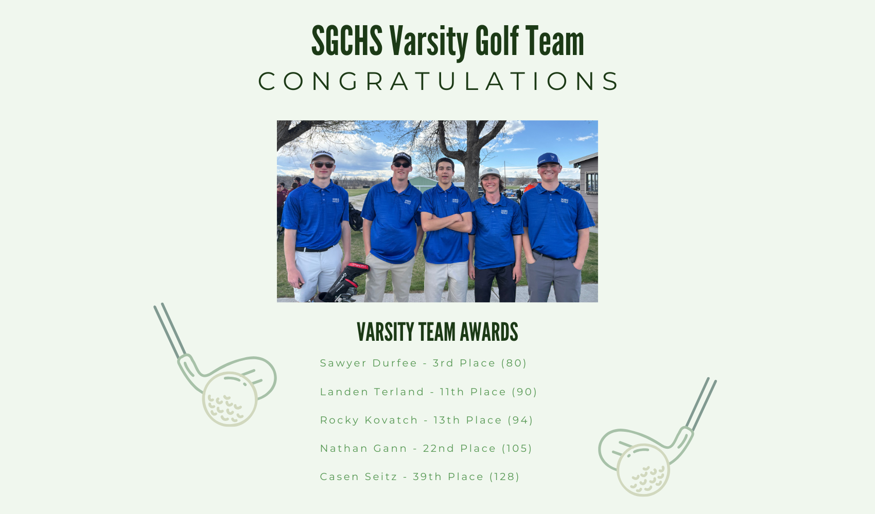 Congratulations to the SGCHS Varsity Golf Team at their debut meet!