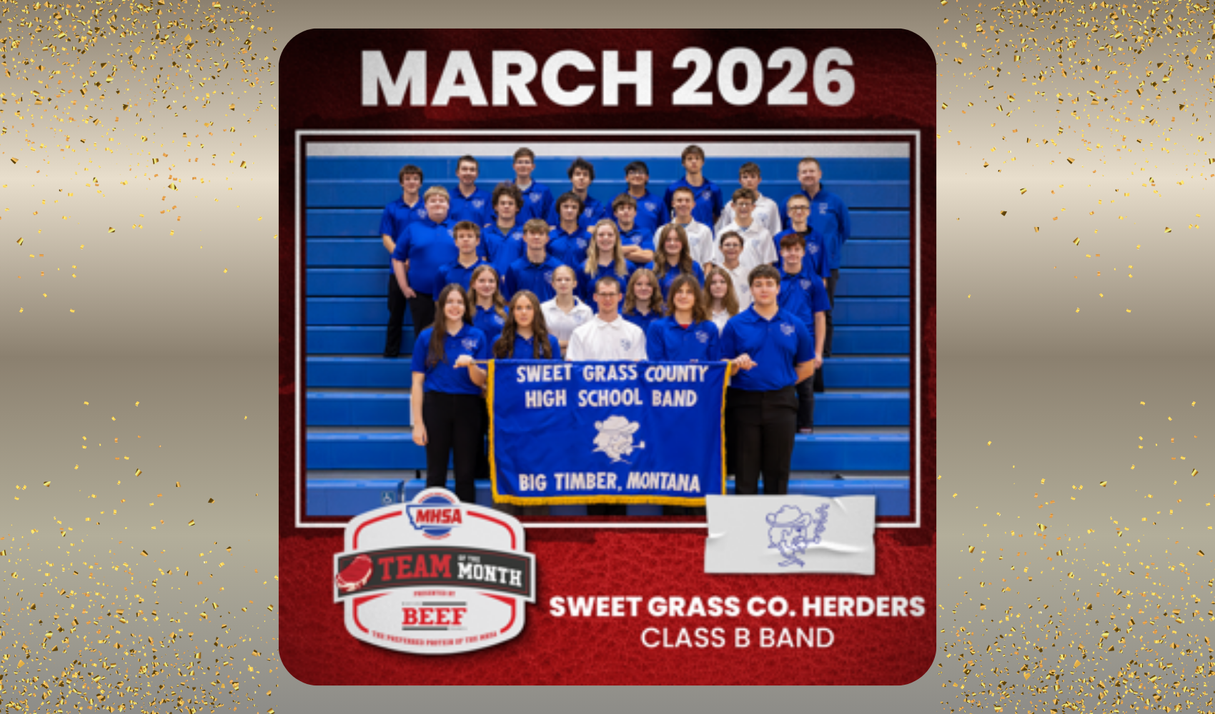 SGCHS Band received the March MHSA Team of the Month Award