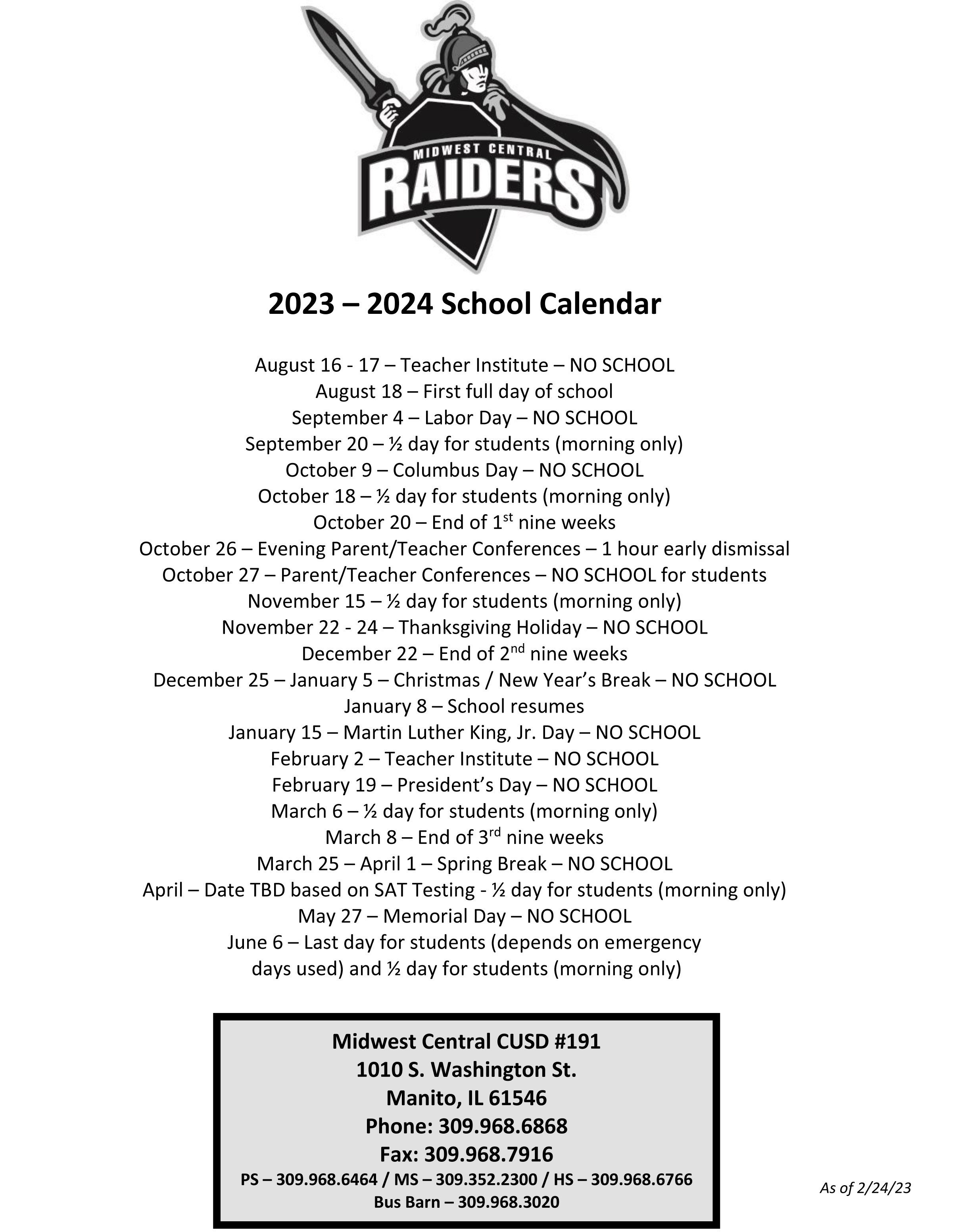 District Calendar | Midwest Central CUSD #191 District Calendar | Midwest Central CUSD #191