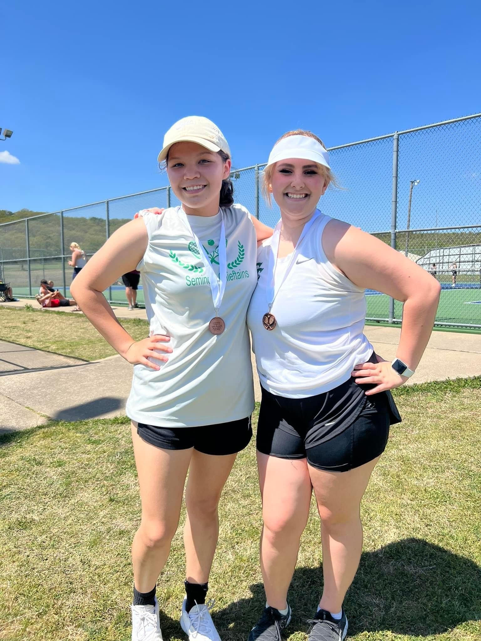 Brooklyn Bryan and Gracie Kuehner won third place at 2 doubles in Henryetta