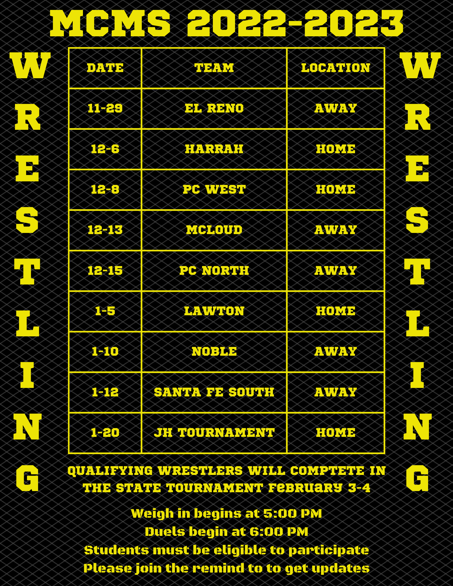Wrestling Midwest City Middle School