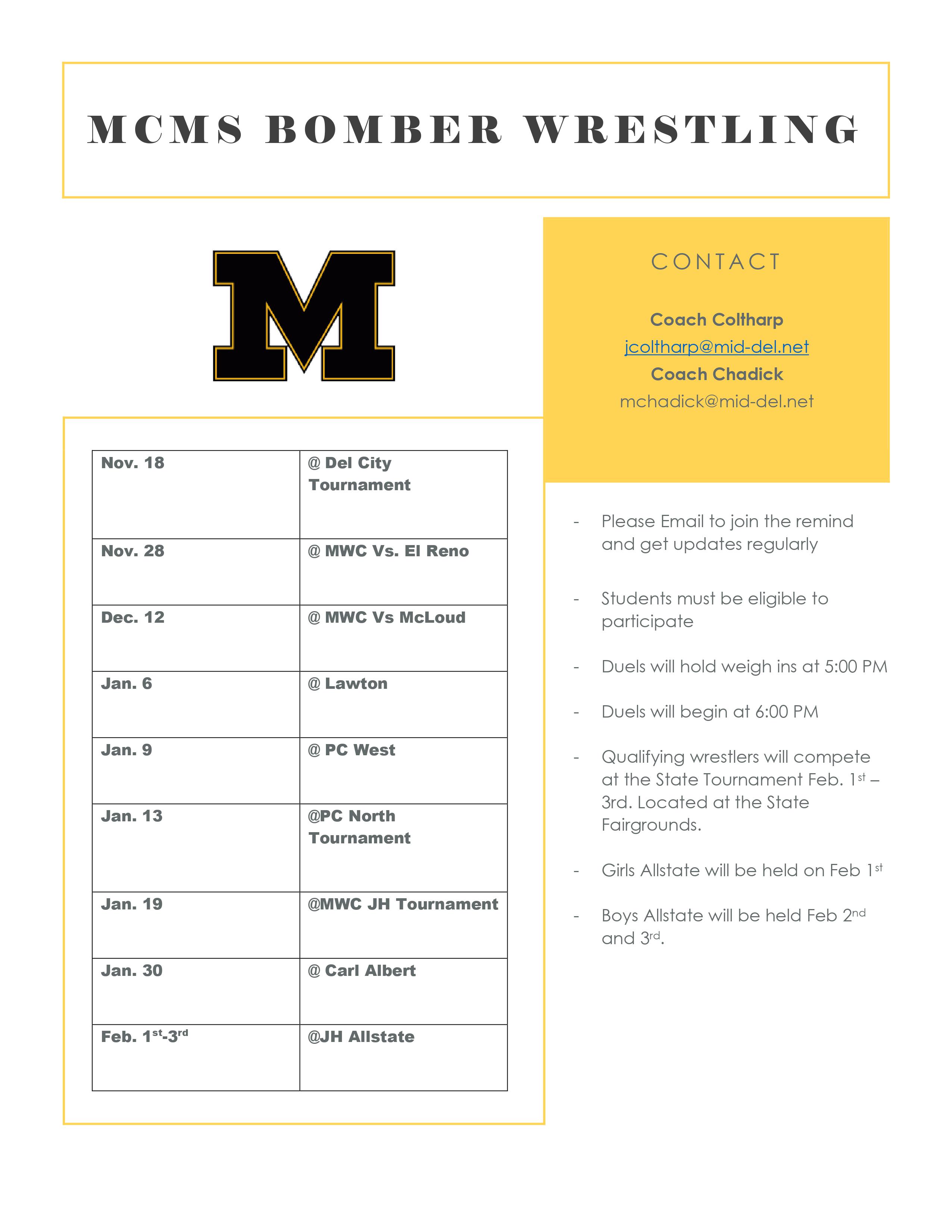 Wrestling Midwest City Middle School