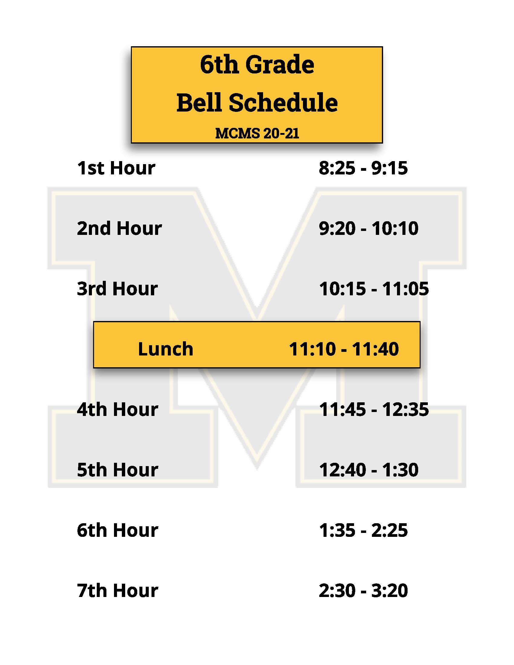 Bell Schedule Midwest City Middle School