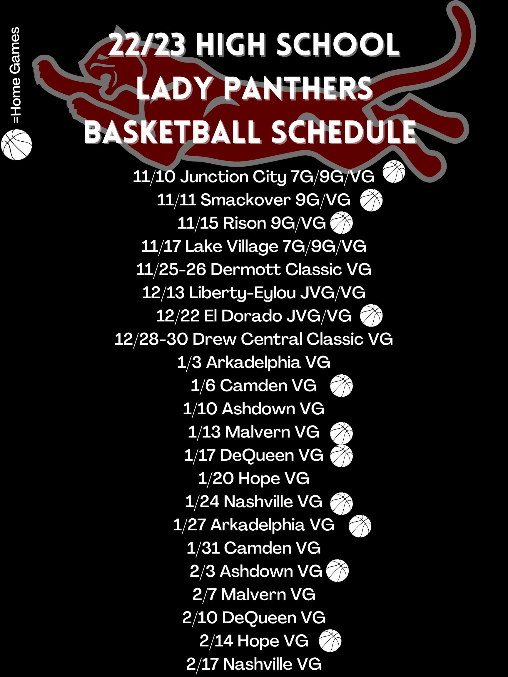 Lady Panther Basketball Schedule