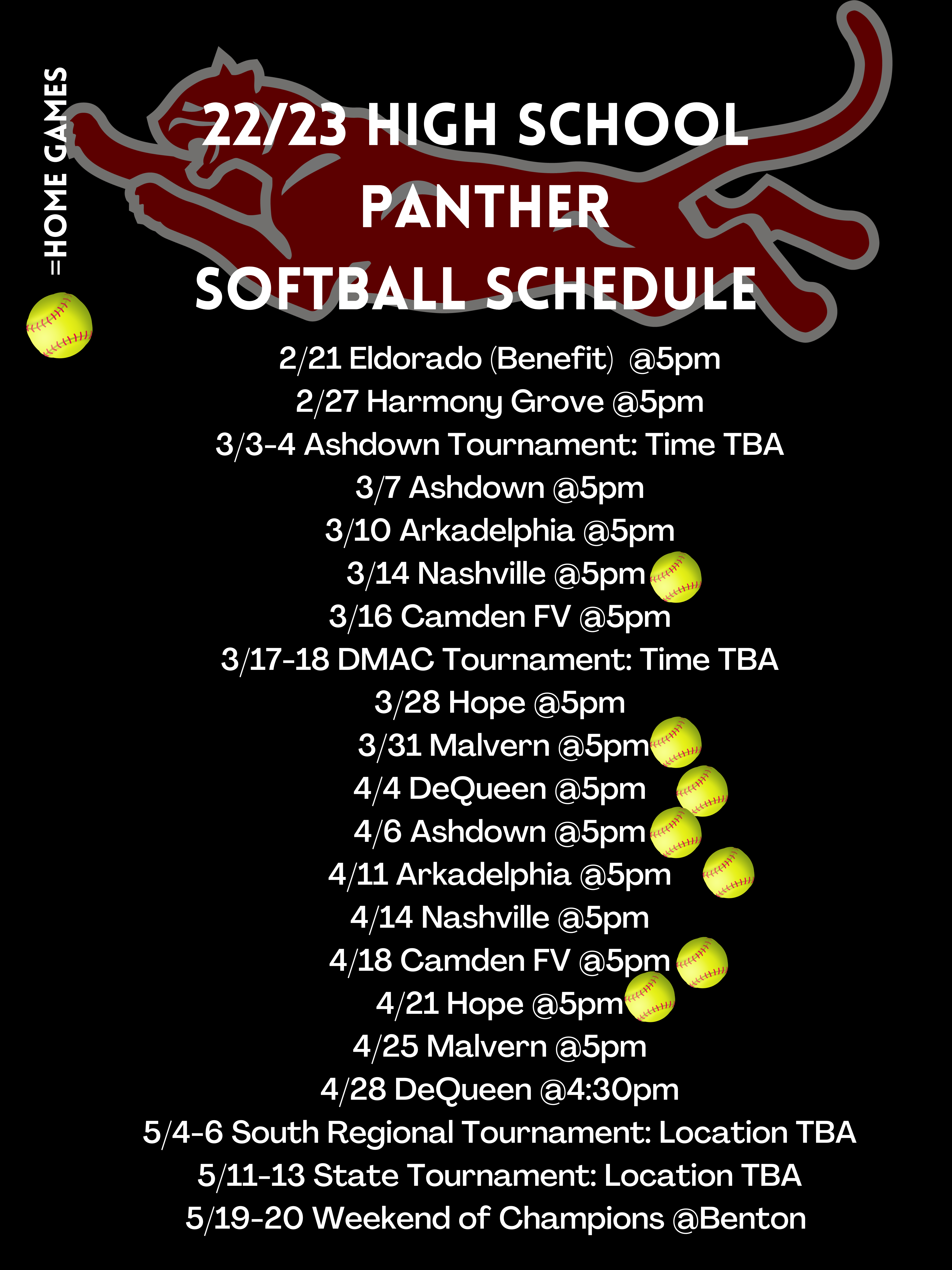 Softball Schedule 