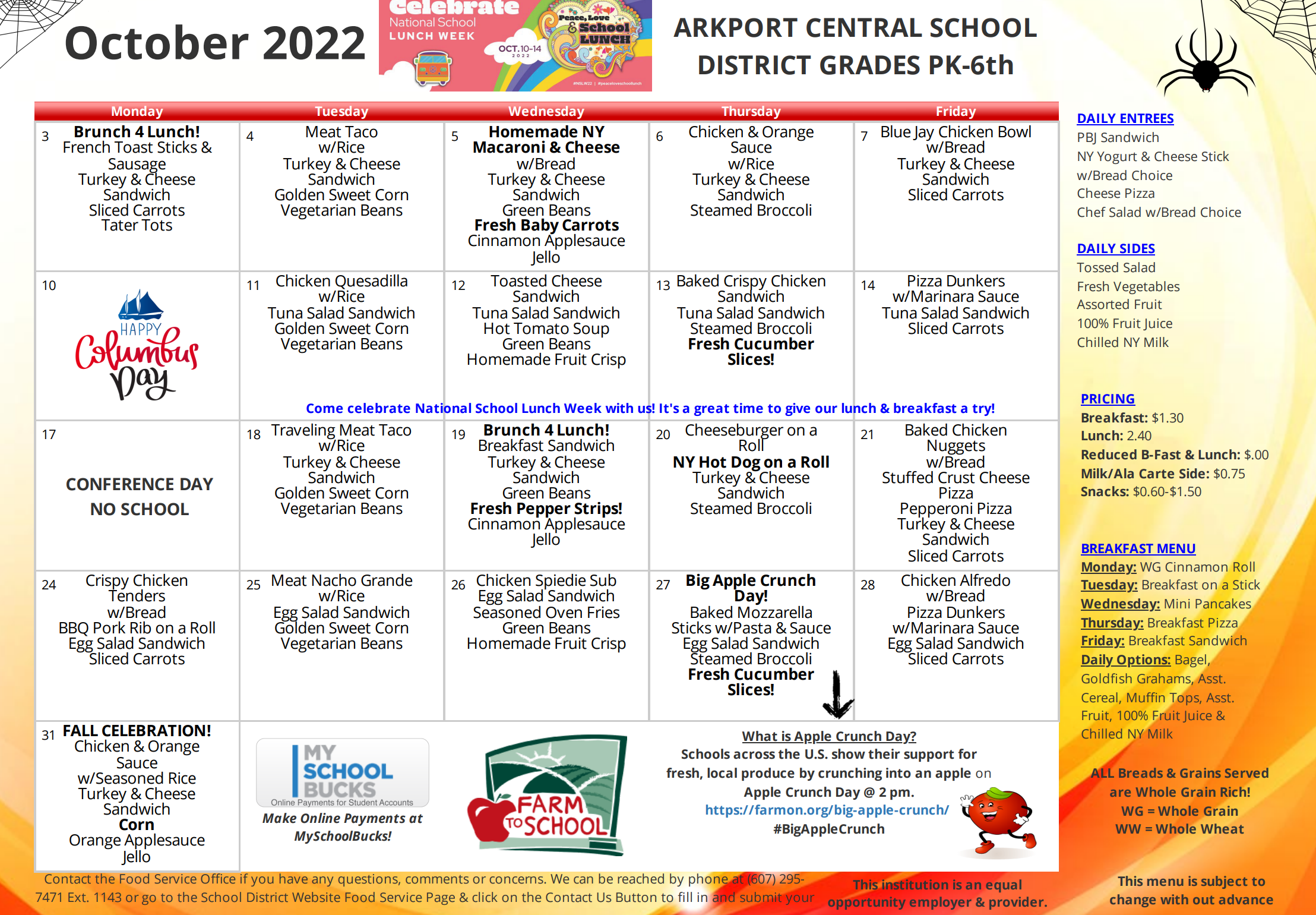 Menus | Arkport Central School District