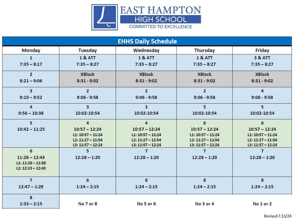 Daily Bell Schedule