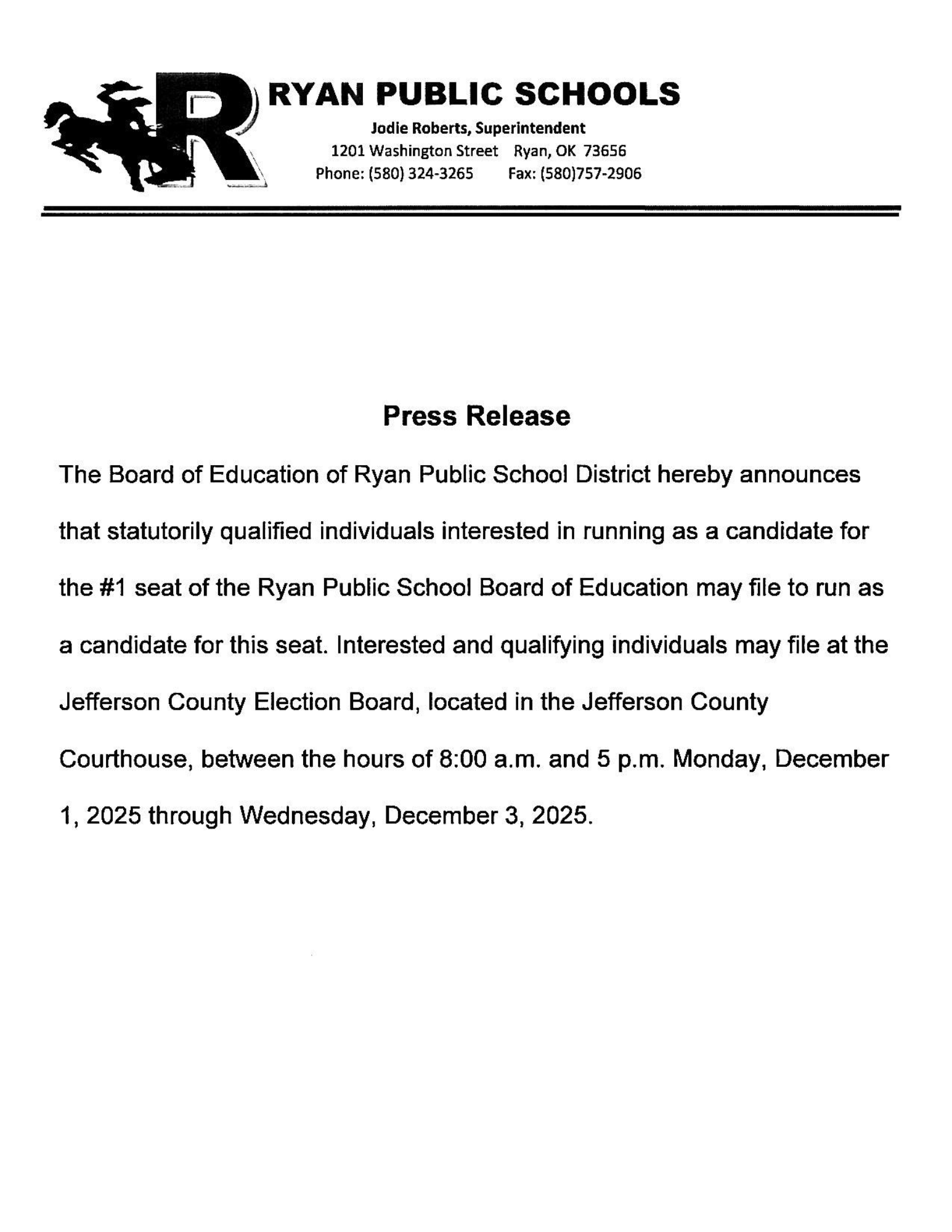 Board Election Press Release