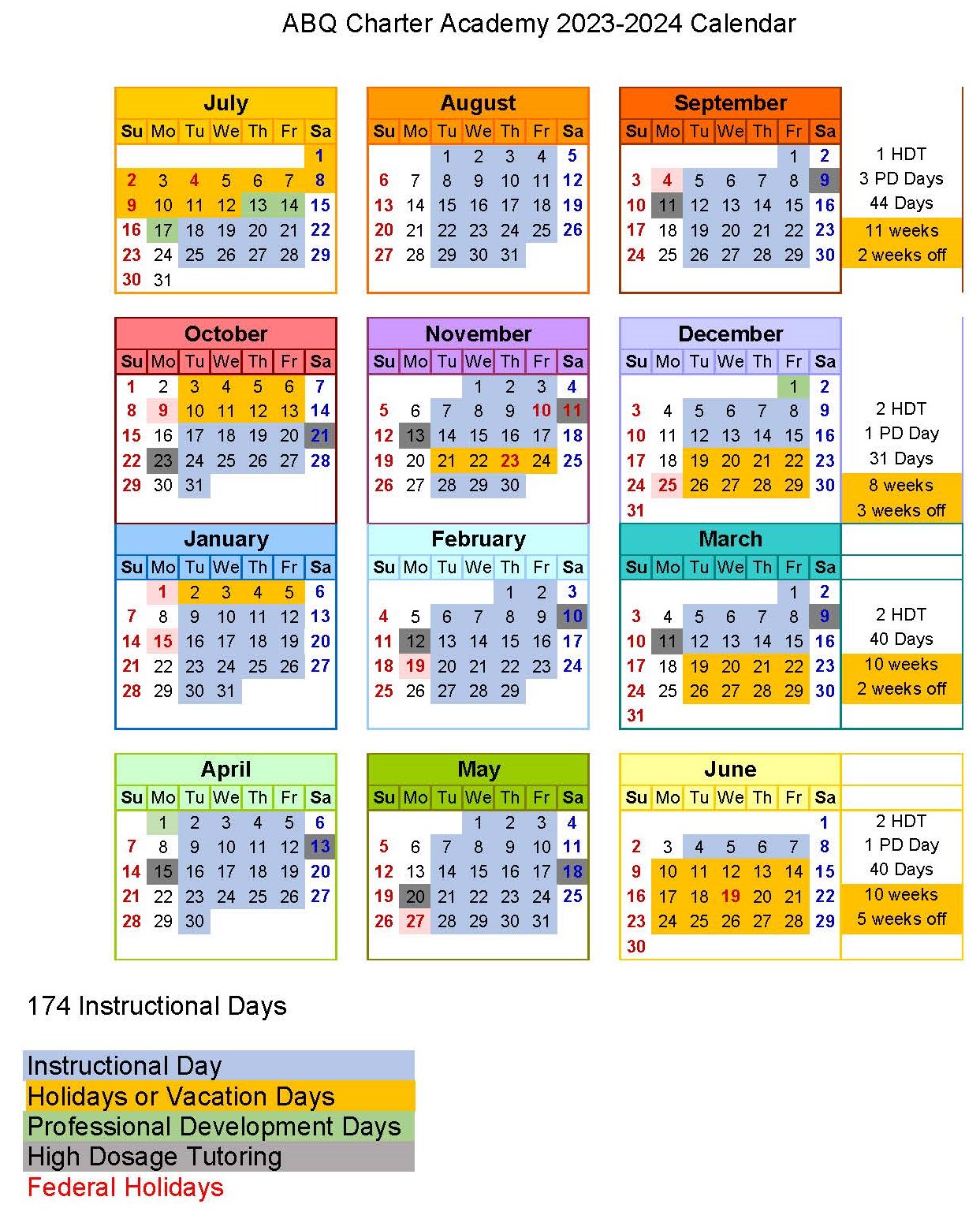2324 School Year Calendar ABQ Charter Academy