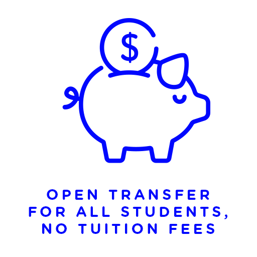 Open transfer for all students, no tuition fees