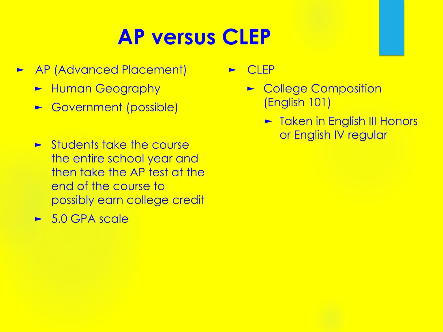 AP Versus CLEP
