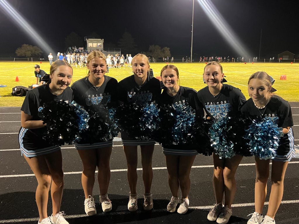 Falcon Cheerleaders: Chloe, Kinley, Camryn, Ona, Madison, and Allie