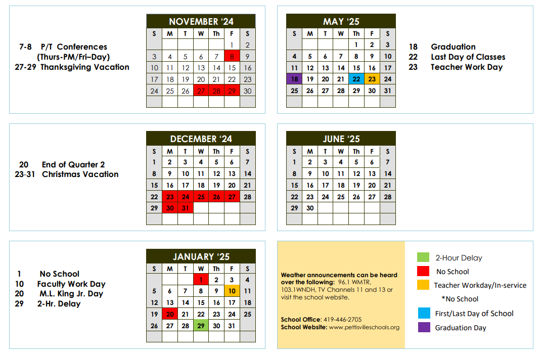 ACADEMIC CALENDAR | Pettisville Schools