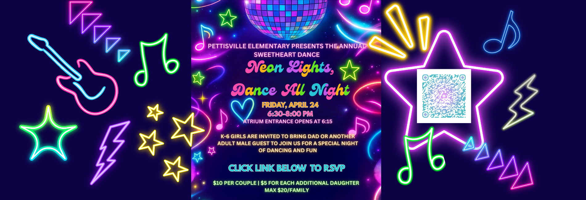 2026 Sweetheart Dance graphic - Disco, Neon