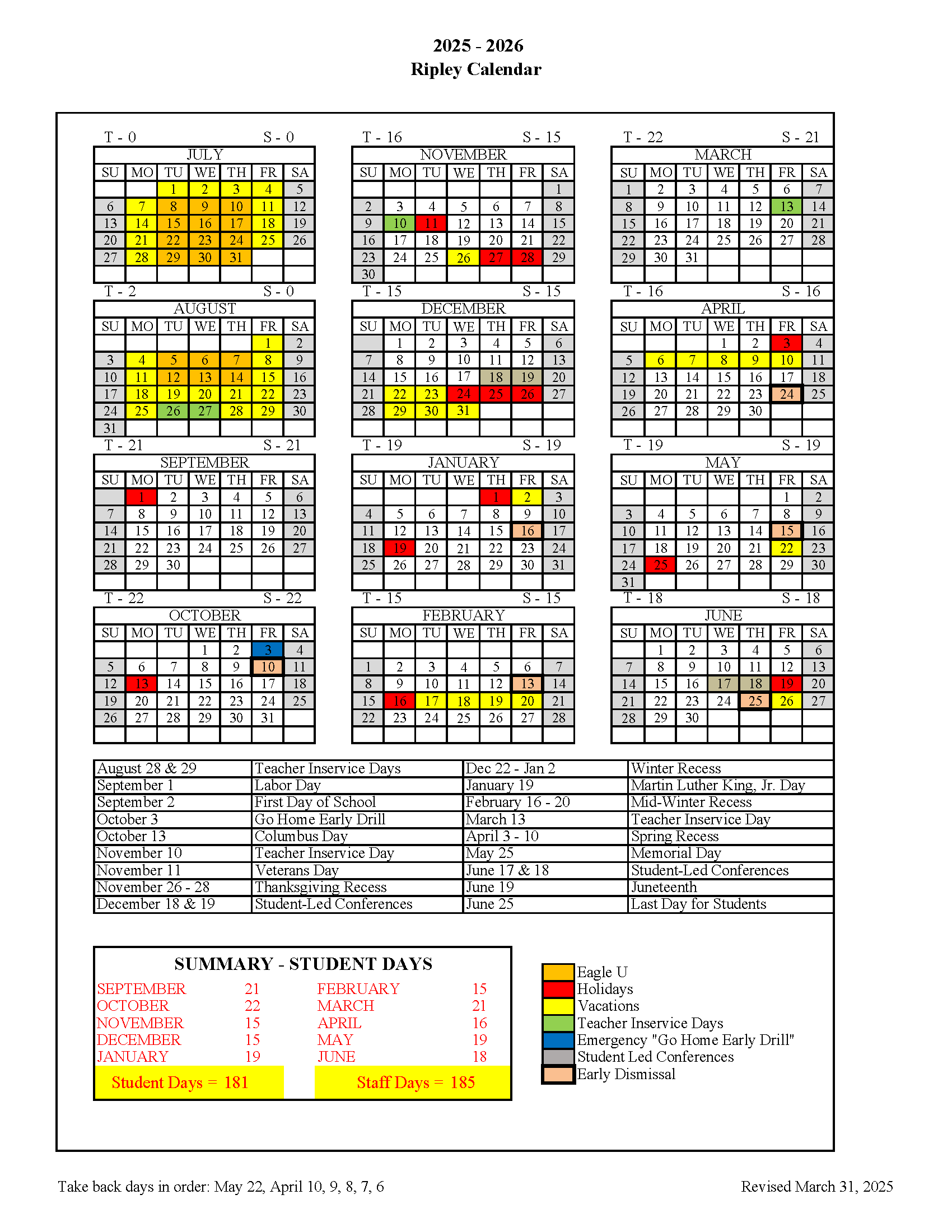 2025-2026  District Calendar
