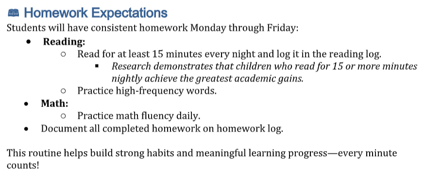 Homework Policy