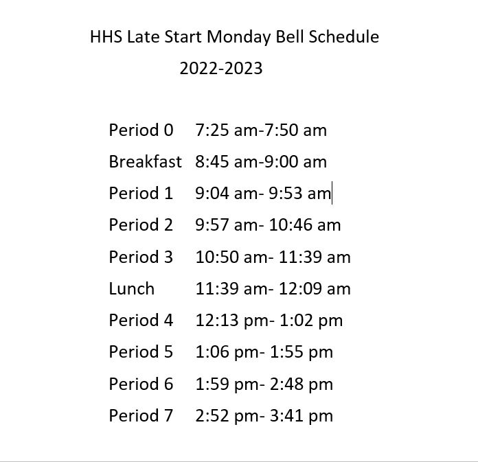 Late start Monday schedule