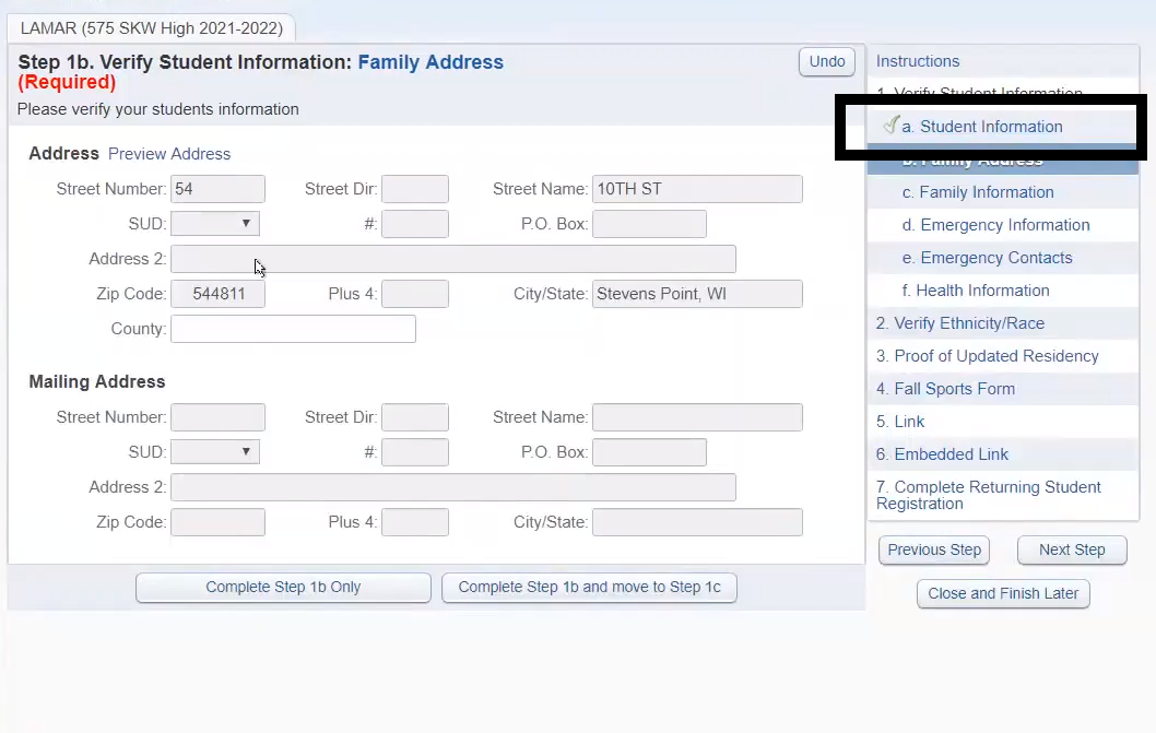 online reg step 2