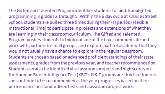 GIFTED AND TALENTED INFORMATION