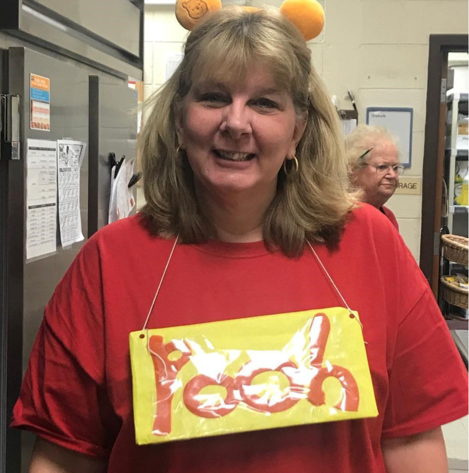 Sue Danner food services director PSD in the cafeteria line