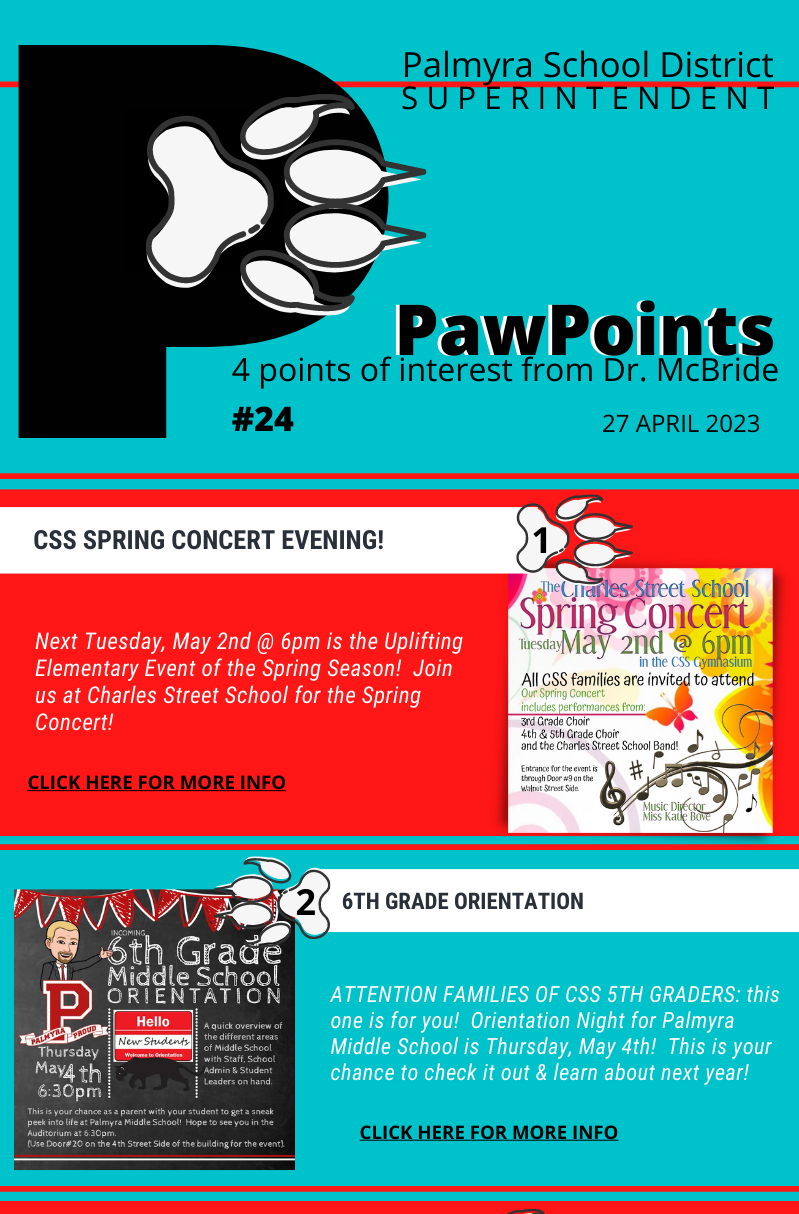 Pawpoints24 Spring Concerts & MS Orientation