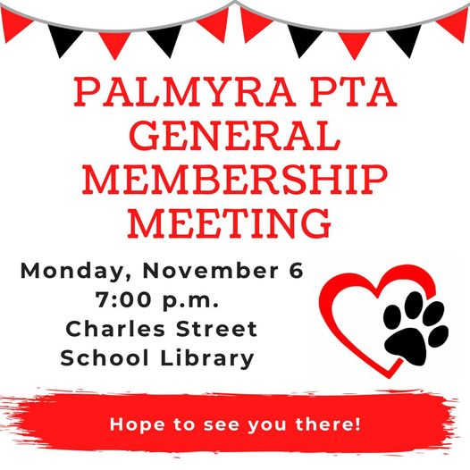 PTA monthly meeting flyer for November 2023
