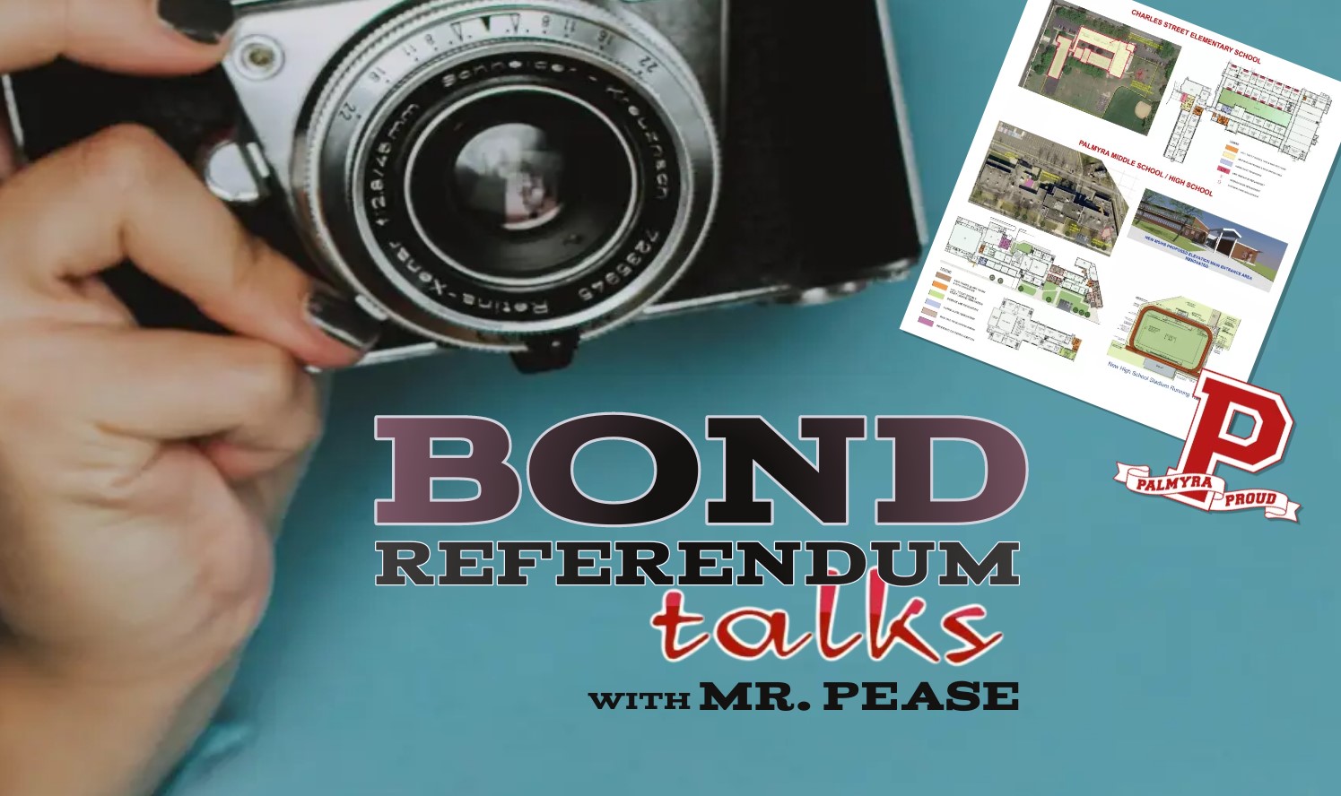 old fashioned camera with graphics for bond referendum talks