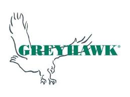 company logo with a bird drawing & greyhawk superimposed in green