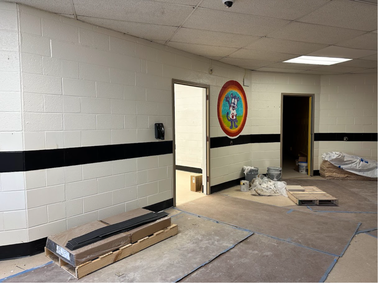 hallway angle of das renovation with former doorway completely covered