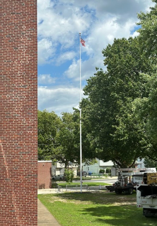 Ball Finial is replaced atop the phs flagpole and Eastern trims sycamores along 5th Street