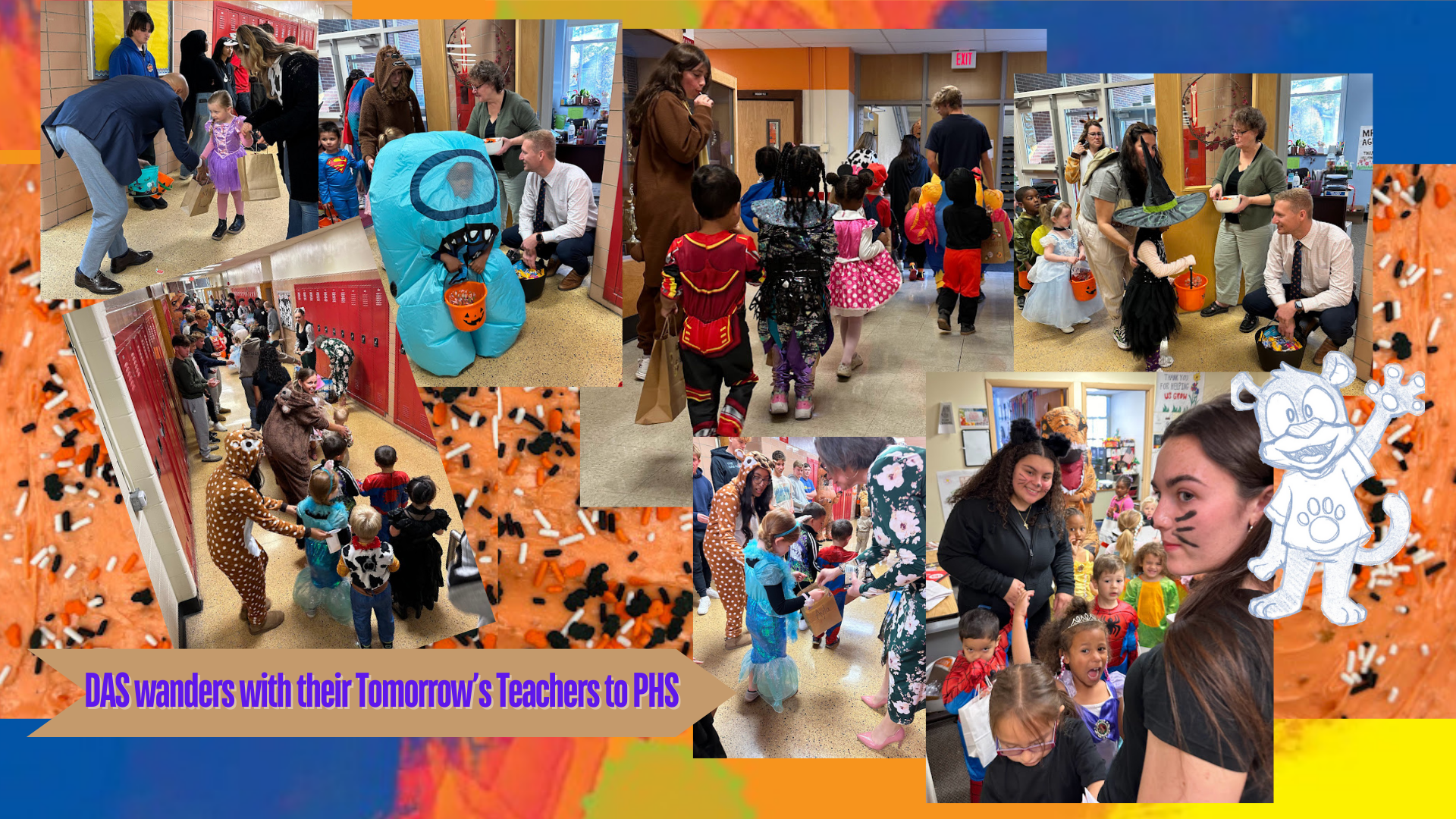 collage of photos of preschoolers trick or treating