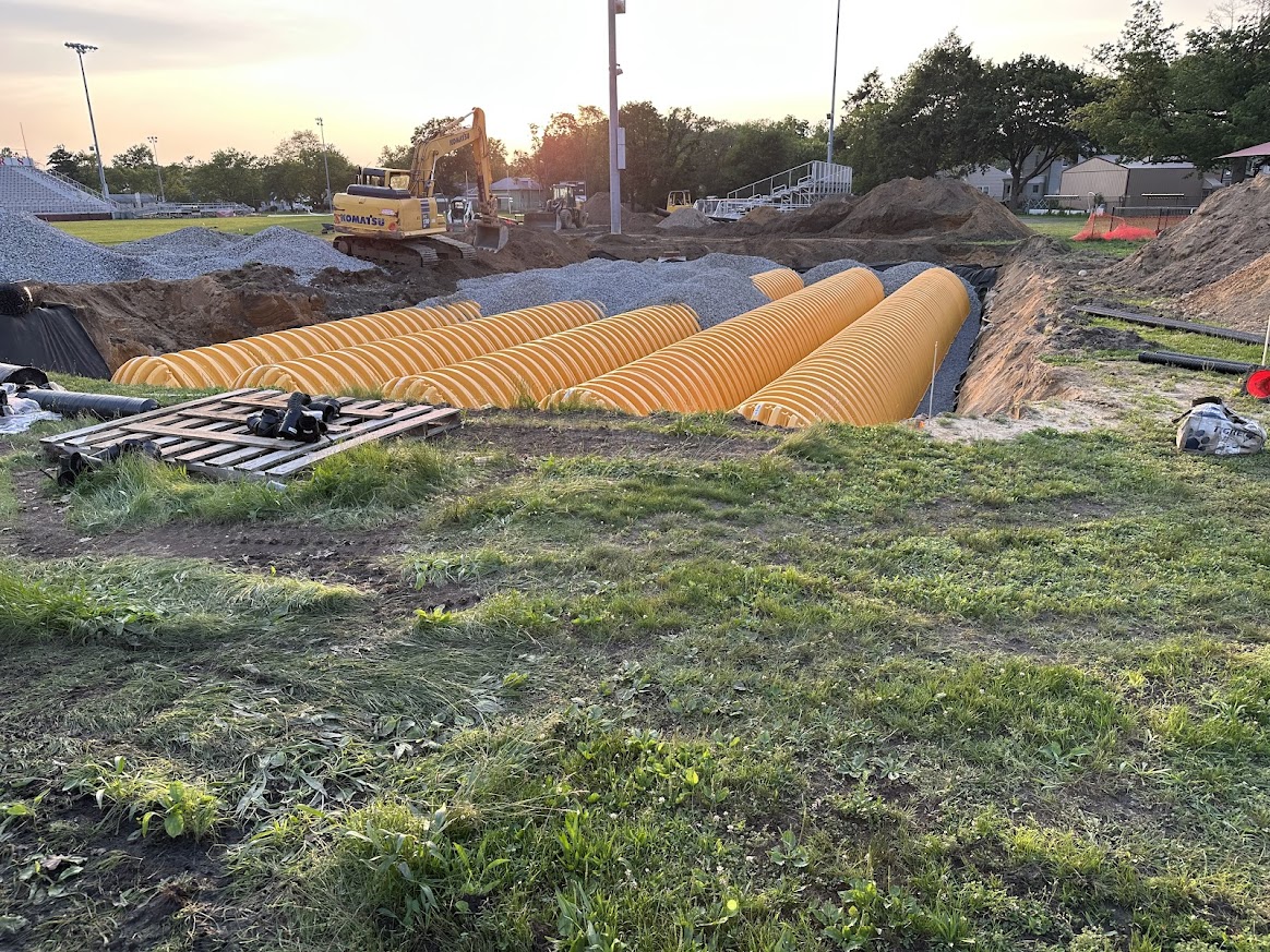 view of storm drains being installed at track