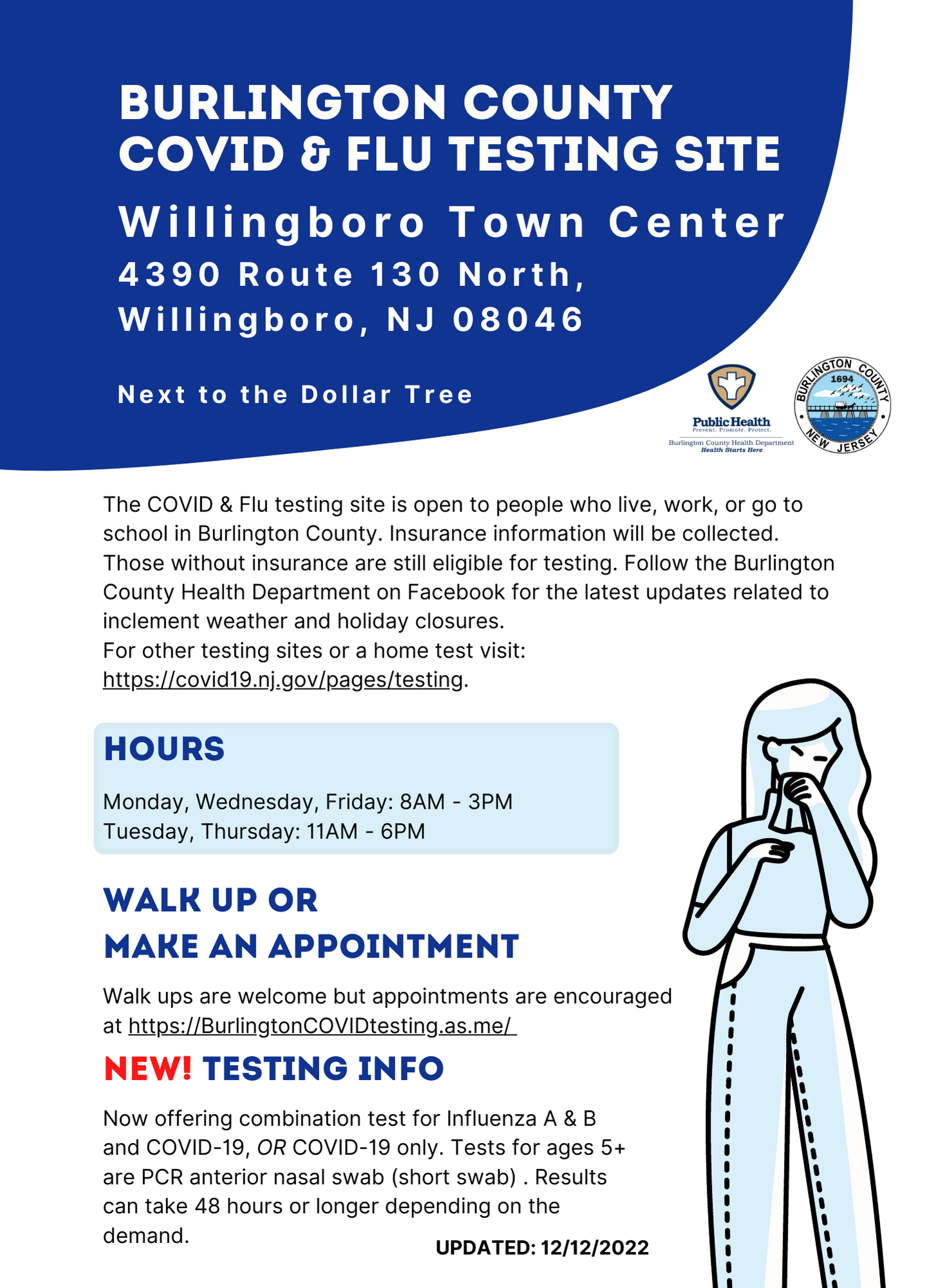 combo covid flu testing available now in burlington county