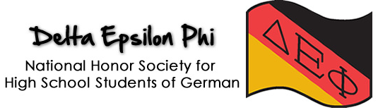 delta epsilon phi national honor society for german language students logo with flag