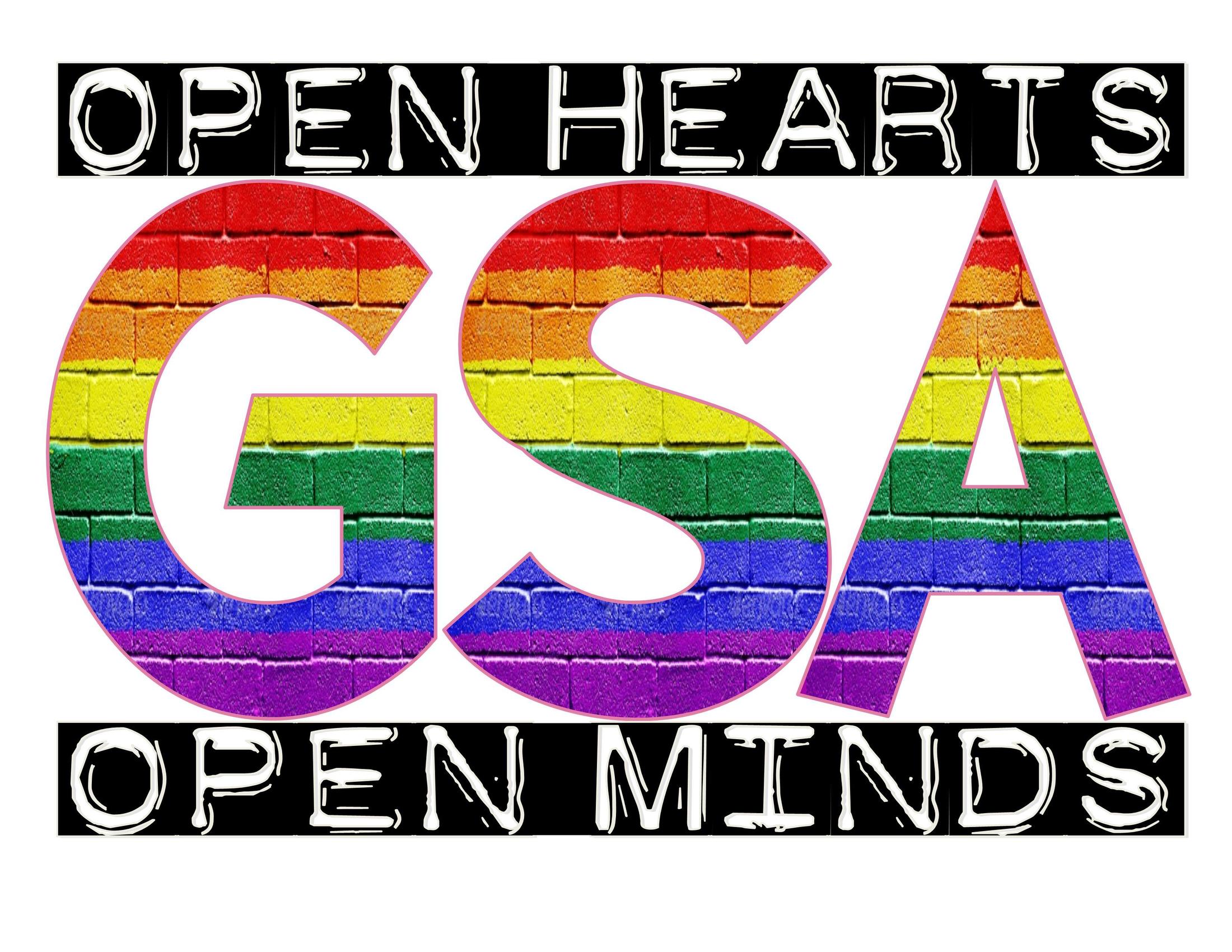 GSA club logo with rainbow letters