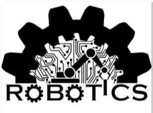 rOBOTICS LOGO with gears and circuits in black and white