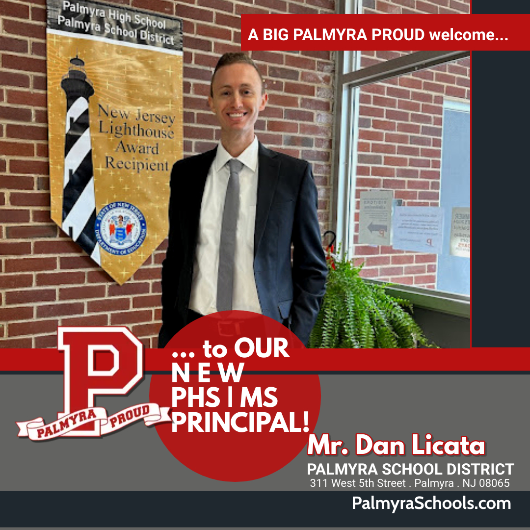 photo of new principal Dan Licata in the Safety Vestibule at Door 1 PHS.  