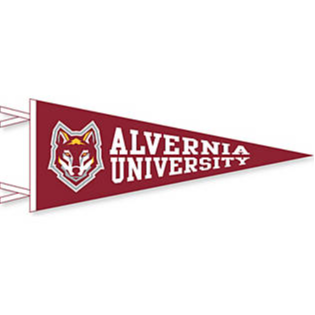 alvernia university  pennant golden wolves burgundy & white