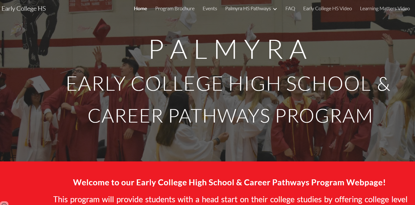 Early College High School overview page- students celebrating