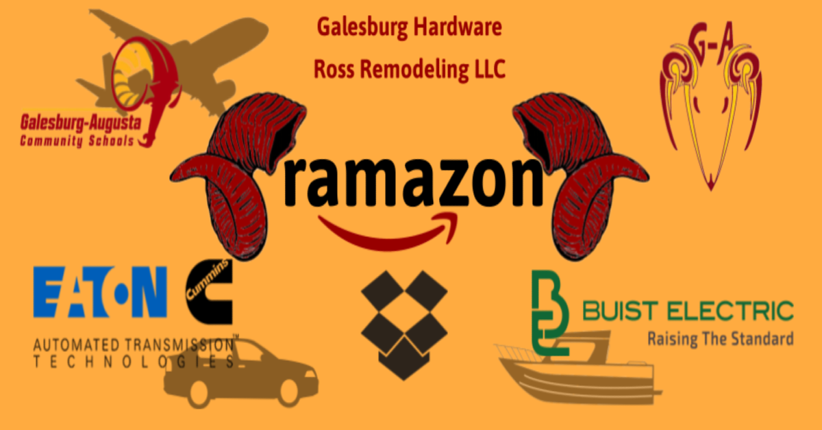 logos of sponsors: Buist Electric, Eaton Cummins, Galesburg Hardware, Ross Remodeing, Amazon, and G-ACS