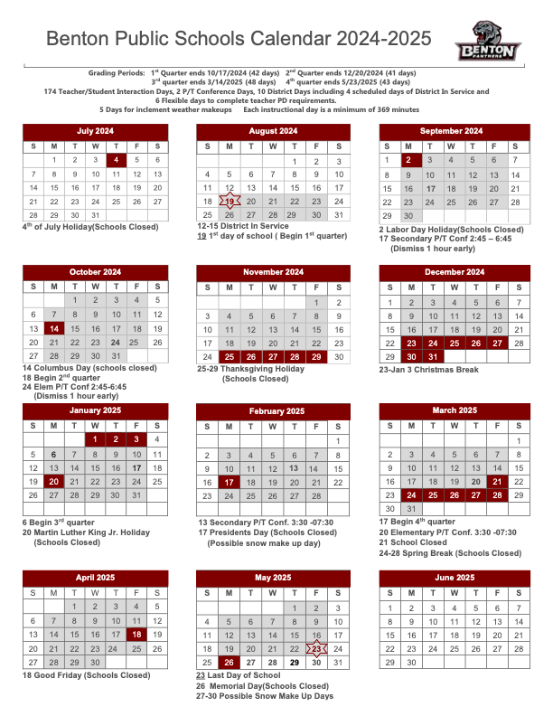 2024-2025 District Calendar