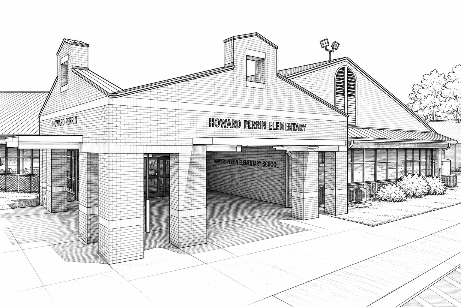 line drawing of Howard Perrin Elementary