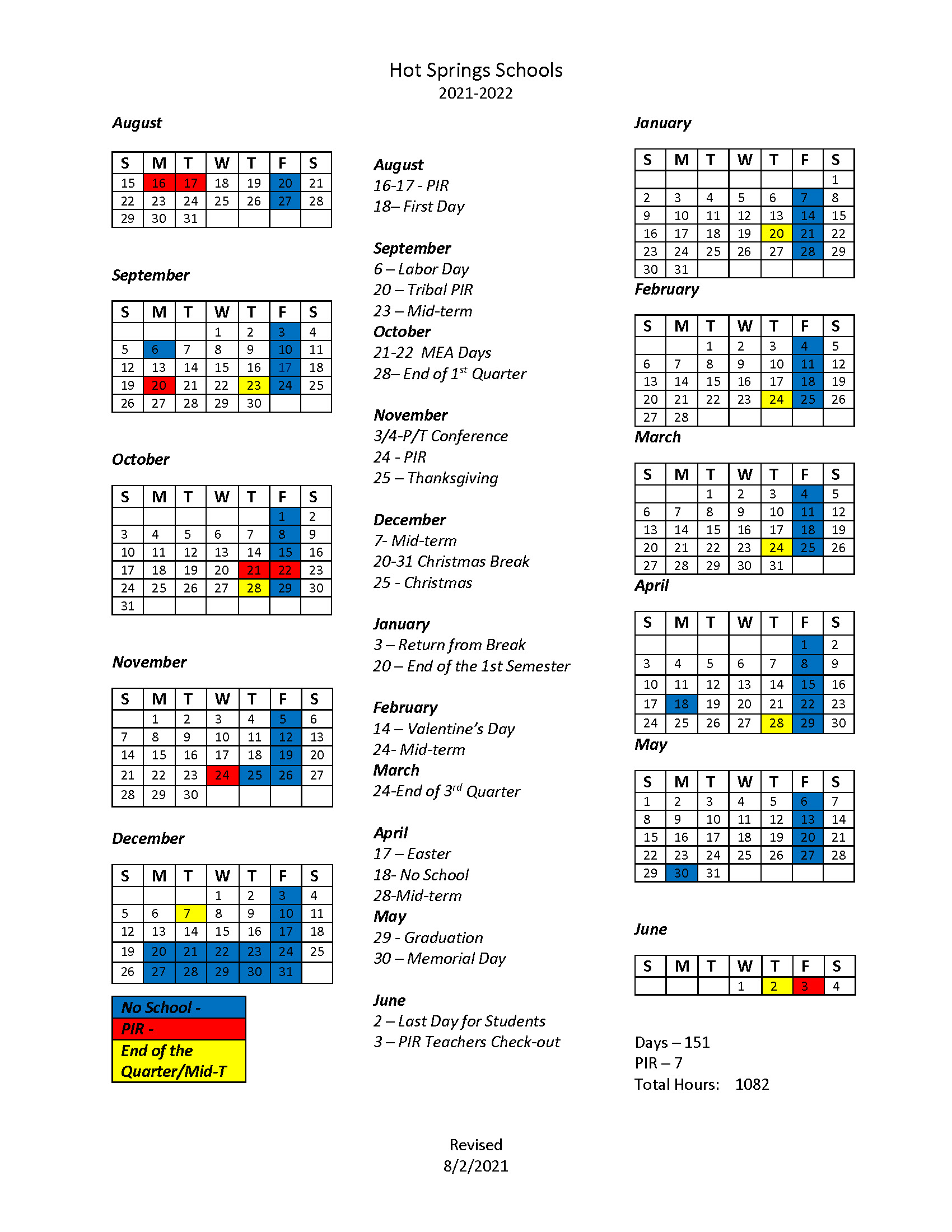 2021-22 School Calendar