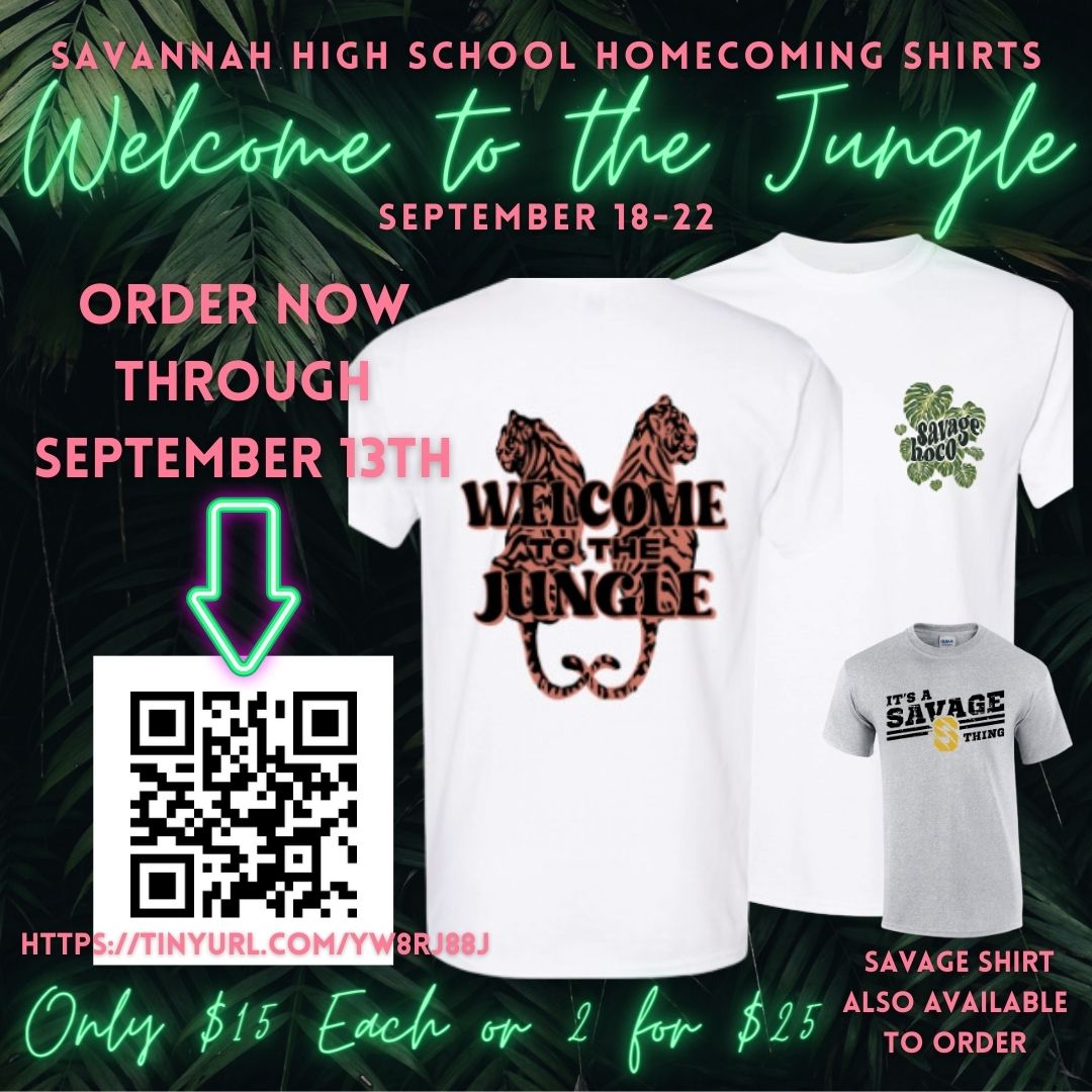 homecoming shirts available through September 13th