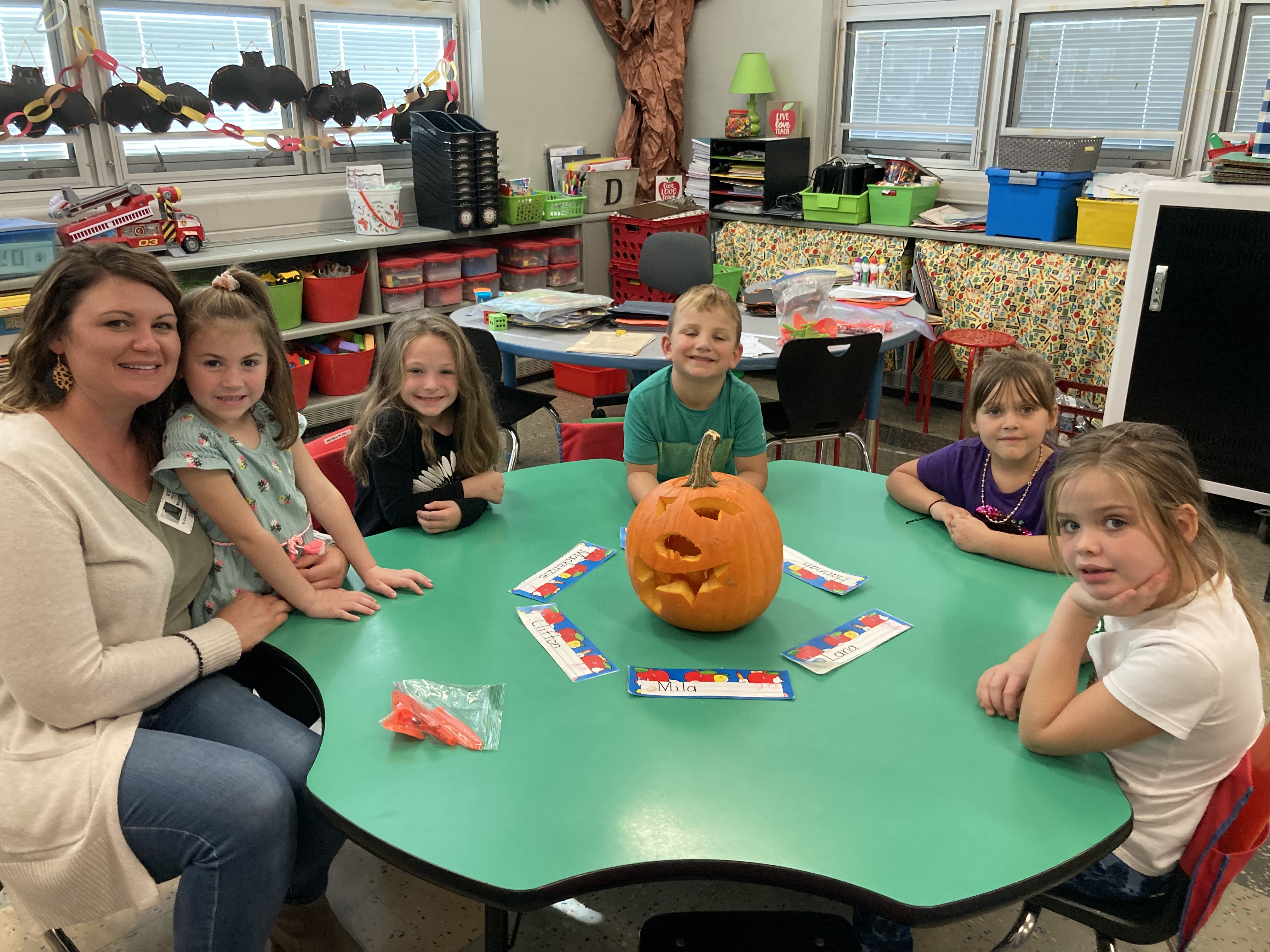 Students with donated pumpkins