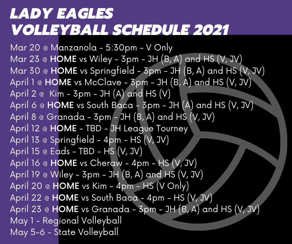 2021 HS and JH Volleyball Schedule