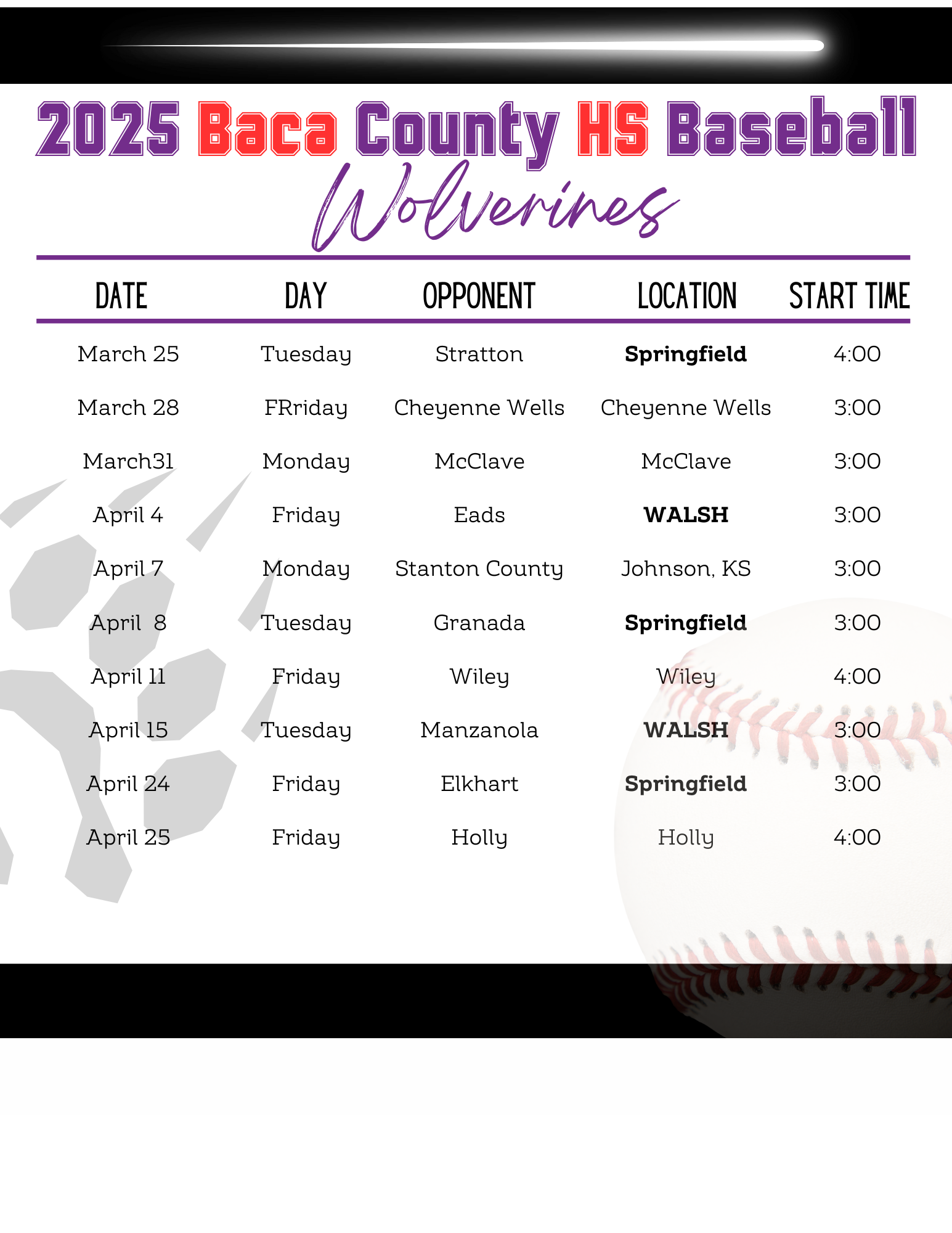 BaseB Schedule