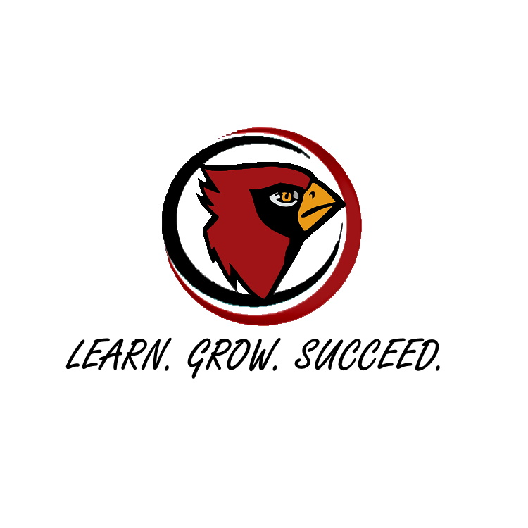 Cardinal logo with text reading, learn.  grow.  succeed