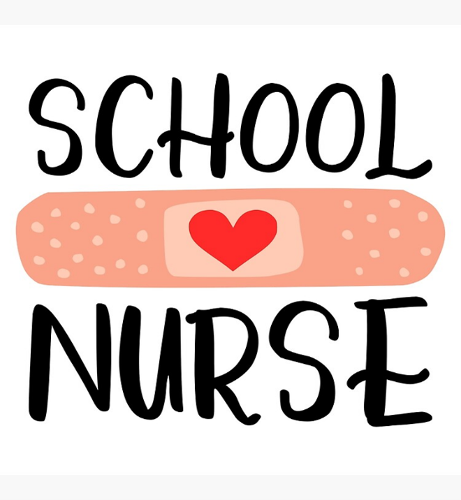 Image of a bandaid with the words school nurse around it
